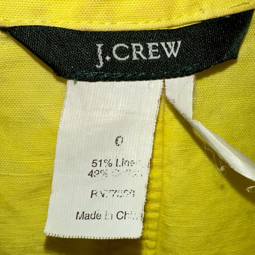 JCrew Linen Blend Bright Yellow 2-Button Blazer Jacket Size 0 - Picture 3 of 13